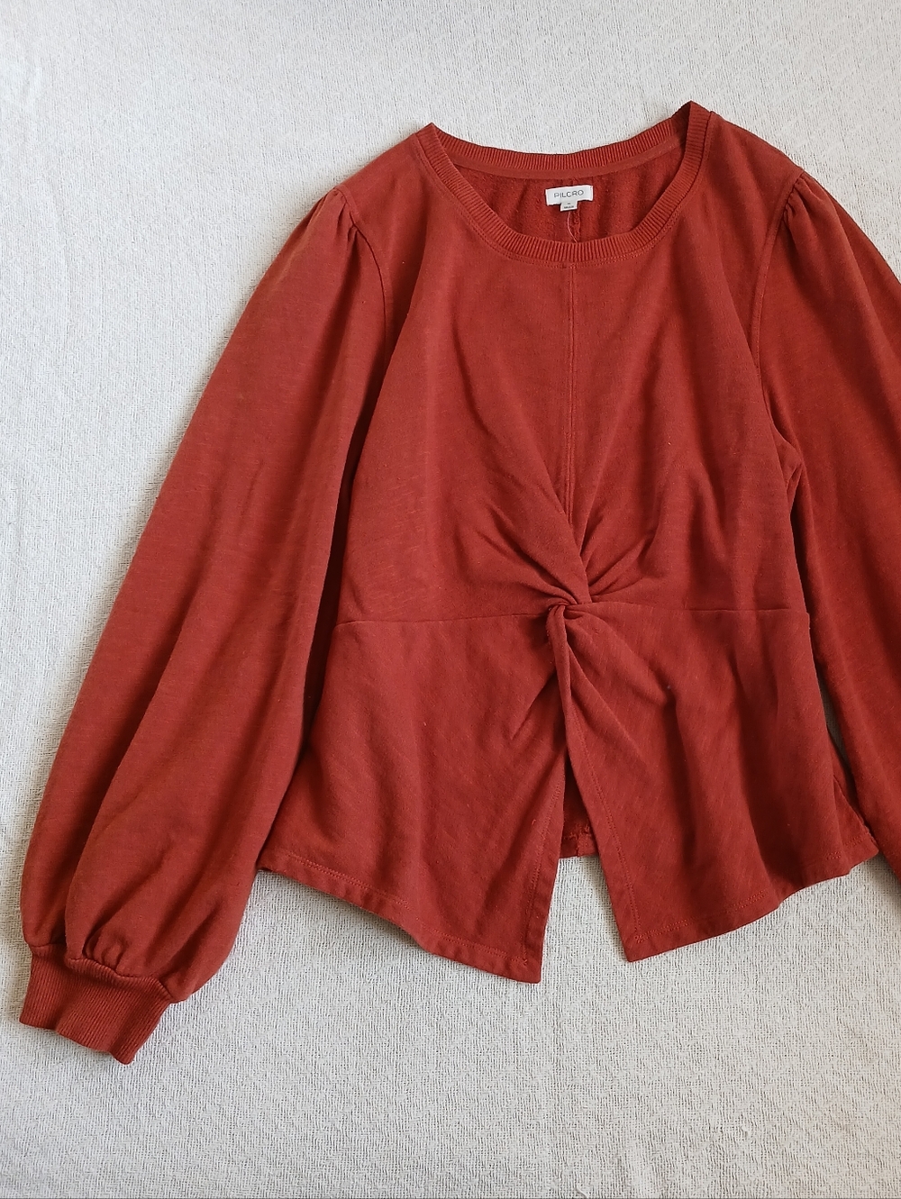 pilcro ♡ twist front sweatshirt xl cotton natural fall romantic anthropologie